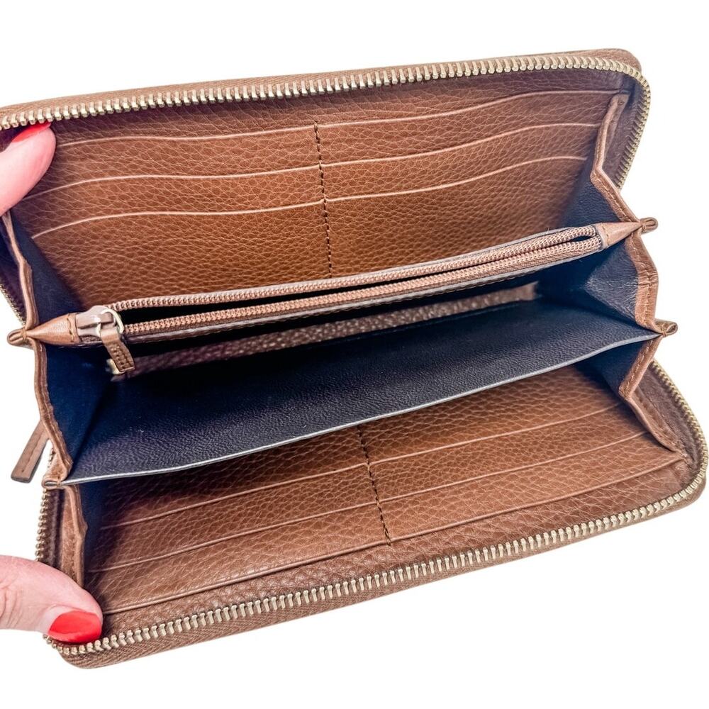 Vintage Gucci Cognac Brown Leather Bamboo Tassel Zip Around Wallet Large 7.5" - Picture 6 of 15